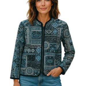 VINTAGE Tradition Country Collection Blue Tapestry Jacket Patchwork M